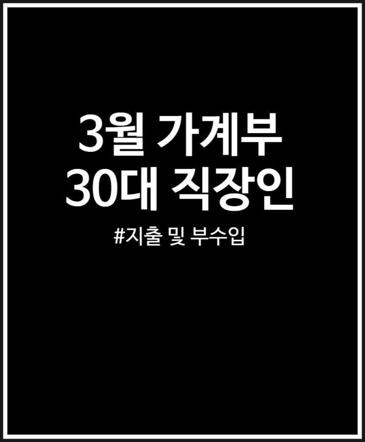 3월 가계부 30대 직장인 지출 및 부수입 정리