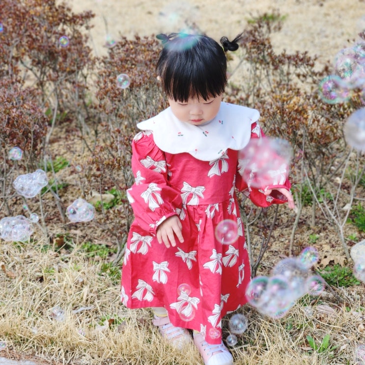  아기외출복 미니도우 여아 아기원피스 사이즈90 실제착샷