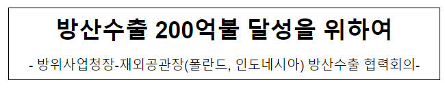 방산수출 200억불 달성을 위하여 방산수출 200억불 달성을 위하여