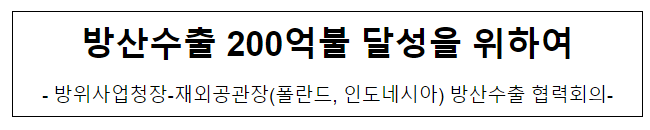 방산수출 200억불 달성을 위하여