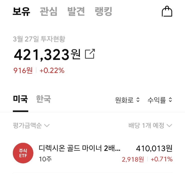  NUGT ETF - 24년 첫 배당금 입금