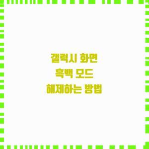  갤럭시 화면 흑백 모드 해제하는 방법