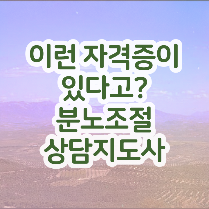  장수분노조절상담사  분노조절상담지도사 자격 요건  핵심 공개