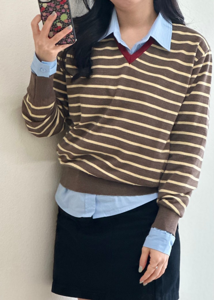  시엔느 스트라이프 니트 SIENNE Jamie Stripe Knit 니트&셔츠 코디 #출근룩