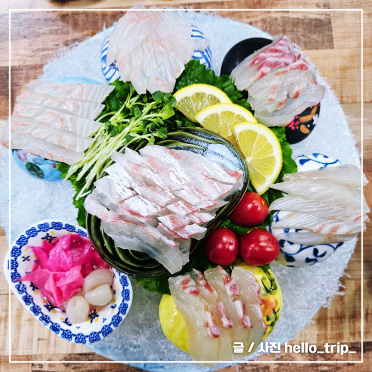  제주 산방산 맛집 제주기장횟집 광어 참돔 활어회 코스