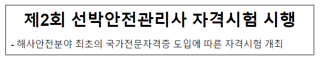 제2회 선박안전관리사 자격시험 시행 제2회 선박안전관리사 자격시험 시행