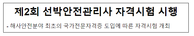 제2회 선박안전관리사 자격시험 시행