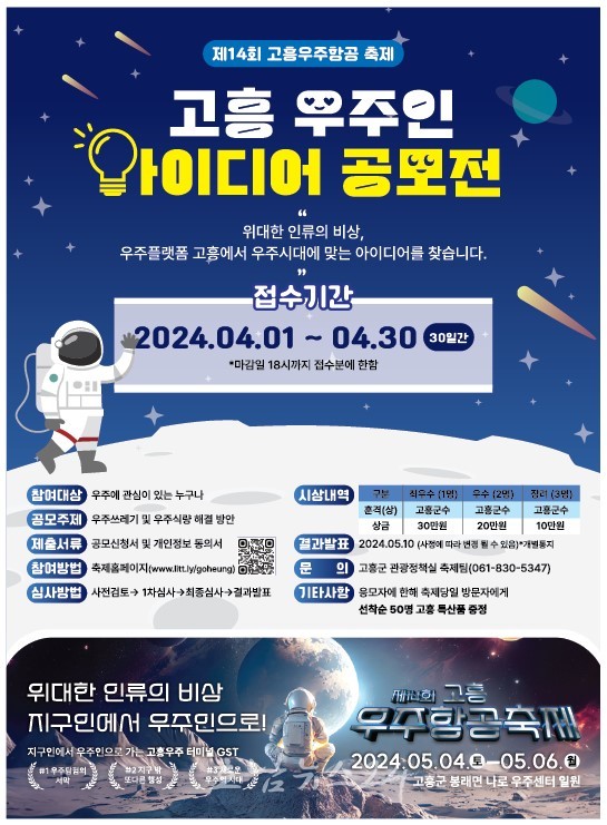  제14회 고흥우주항공축제, 고흥 우주인 아이디어 공모전 개최