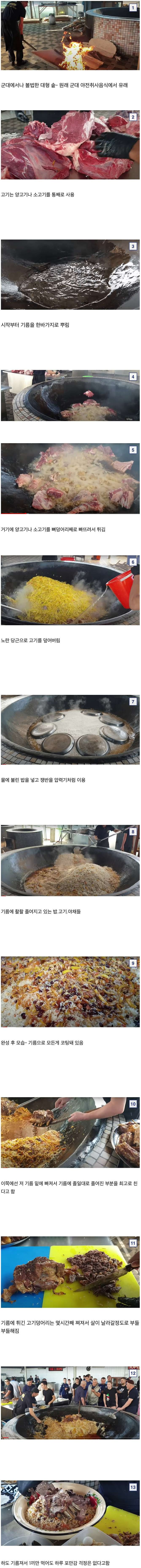  우즈베키스탄의 대형 기름밥