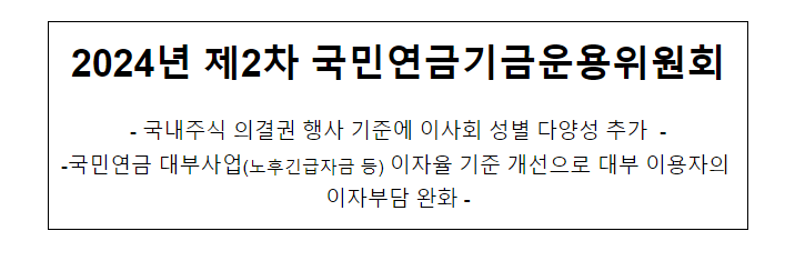 2024년 제2차 국민연금기금운용위원회 2024년 제2차 국민연금기금운용위원회