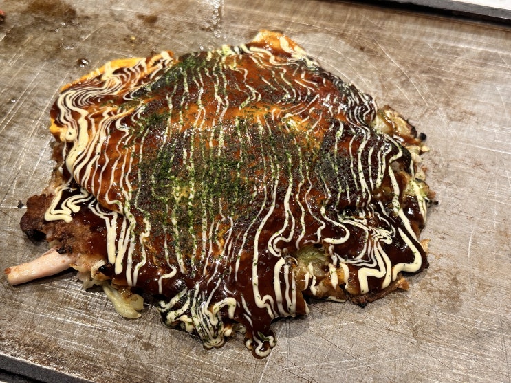  오사카난바 도톤보리 근처 철판 오코노미야끼 야끼소바 현지인 맛집 후쿠타로 주말웨이팅 메뉴 추천