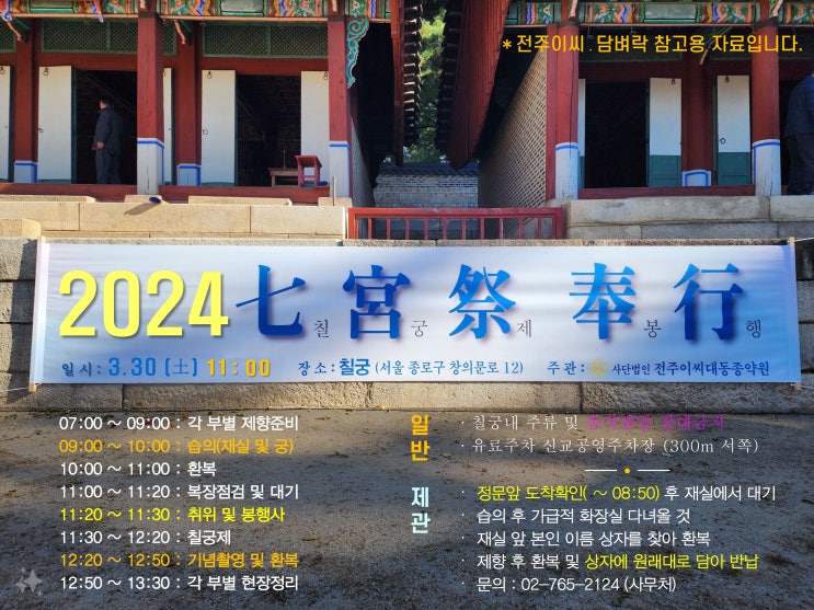  2024년 칠궁제 제관 봉무 요령