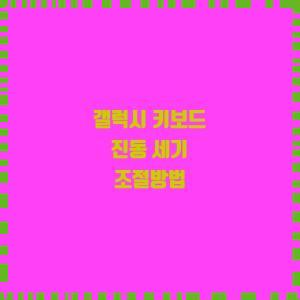  갤럭시 키보드 진동 세기 조절방법