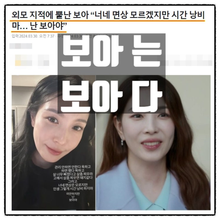  보아 외모지적 대응 '나 보아야'  워런버핏에게 투자 지적한 격