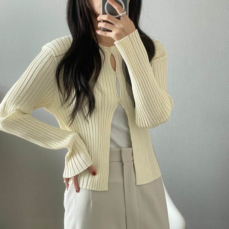 le17septembre RIB KNIT CARDIGAN新品未使用 HIGH TWIST RIBBED KNITCA