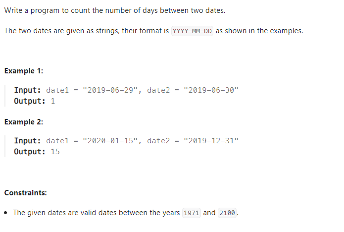 JAVA_LeetCode 1360_Number of Days Between Two Dates