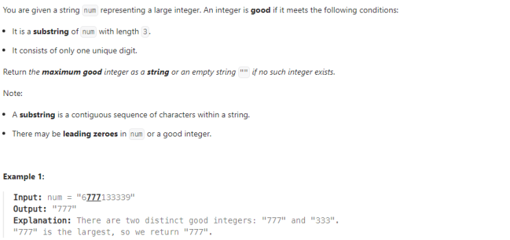  JAVA_LeetCode 2264_Largest 3-Same-Digit Number in String