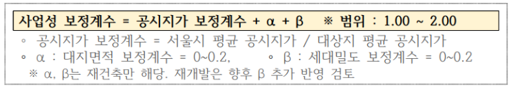  정비사업 사업성 개선방안 세부기준