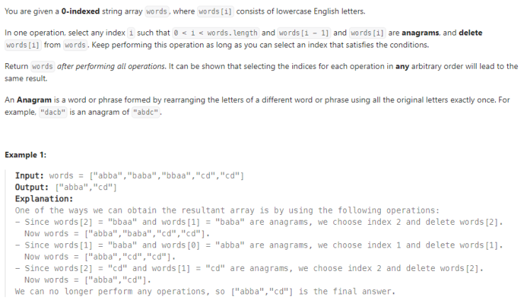  JAVA_LeetCode 2273_Find Resultant Array After Removing Anagrams