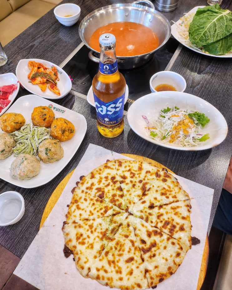  부천 까치울역 맛집 정가네만두샤브 만두전골 맛있는 식당 피자도 있어요