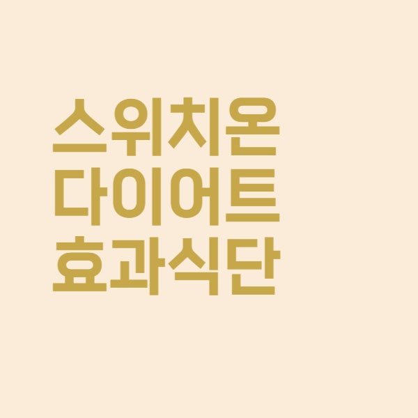  스위치온다이어트 효과와 식단 짜기는 이렇게 하세요