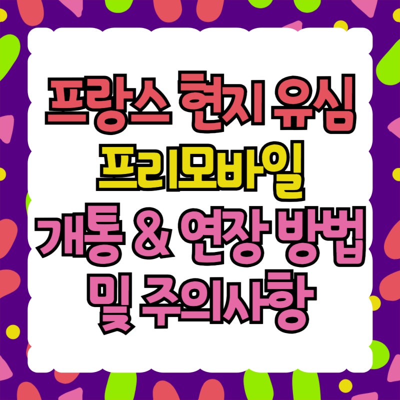 프랑스 현지 유심 프리 모바일 프랑스 교환학생 유심 추천 프리 모바일 개통 방법부터 연장 ....