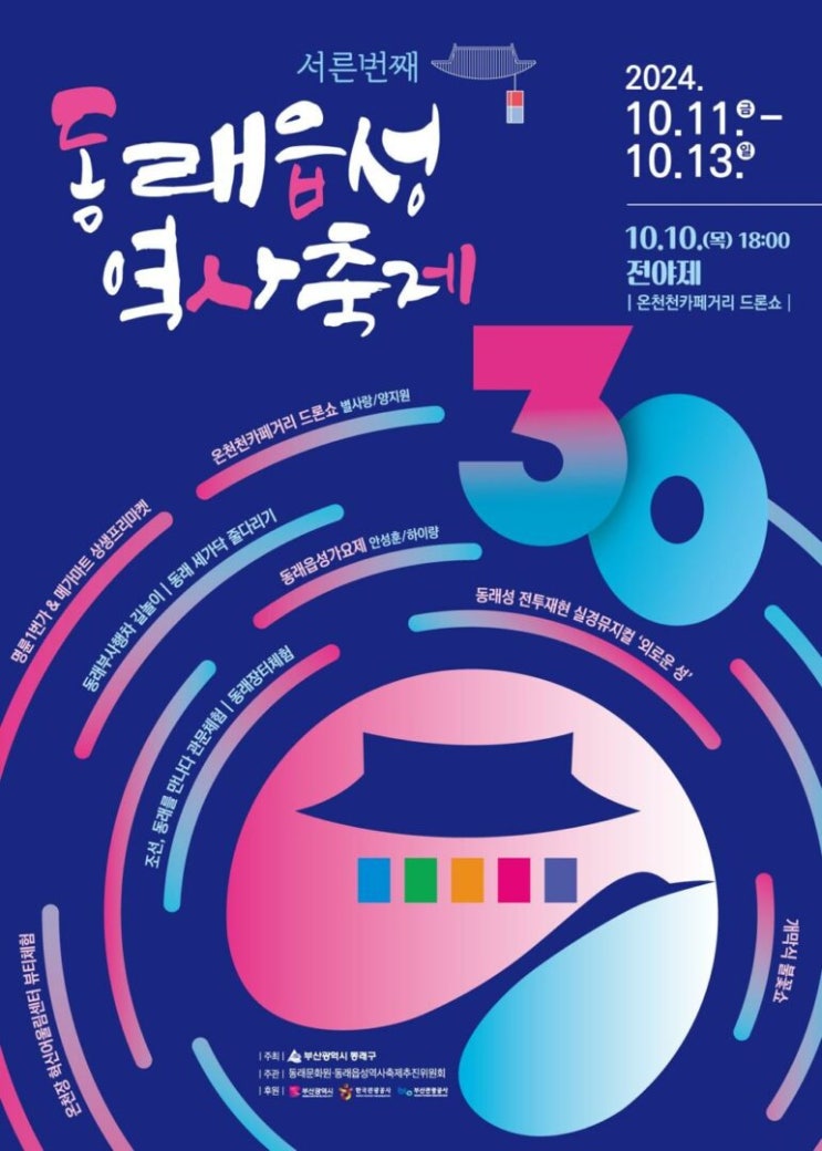  2024 동래읍성역사축제 30주년, 행사일정,임시주차장,셔틀버스,개막식,불꽃쇼, 드론쇼,실경뮤지컬,동래세가닥줄다리기 는 꼭 봐야해!한복 입고 방문하면 동래읍성빵 무료교환권 까지