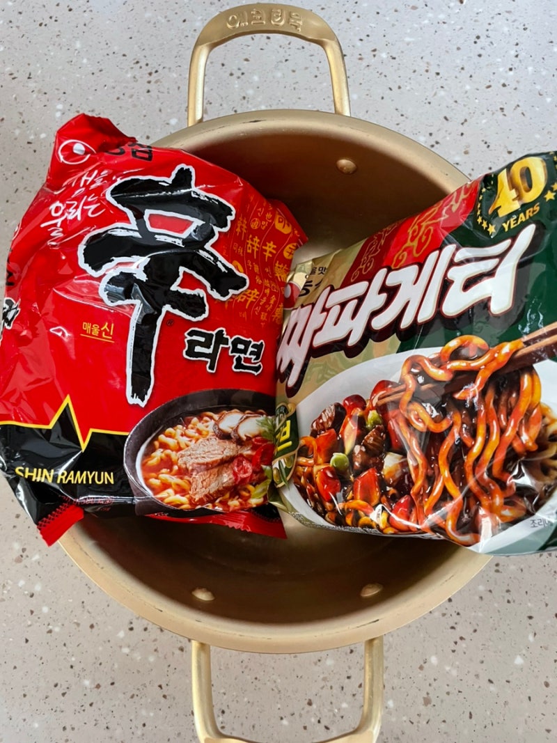 신파게티 맛있게 끓여먹는방법 신라면 짜파게티 1인분 레시피