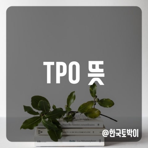  TPO (티피오) 뜻 : Time, Place, Occasion