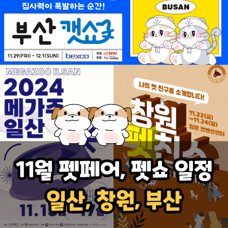  11월 펫페어 일정, 펫쇼 일정(메가주 일산, 창원, 부산)
