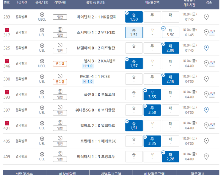 프로토 10/3일 유로파(컨퍼런스) 리그 한폴낙 퍼레이드 프로토 10/3일 유로파(컨퍼런스) 리그 한폴낙 퍼레이드
