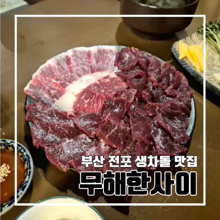  부산 전포 맛집 생차돌박이 무해한사이 l 뭉티기 육회 사시미 주차 분위기 좋은 술집 내돈내산