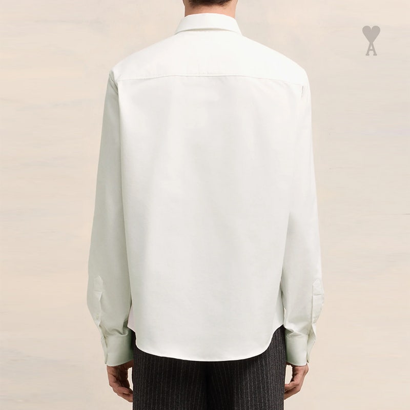 아미 OXFORD 버튼 다운 체인 스티치 로고 셔츠 WT