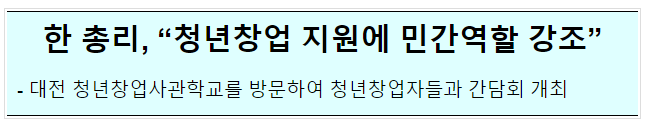 대전 청년창업사관학교 방문 보도자료 대전 청년창업사관학교 방문 보도자료