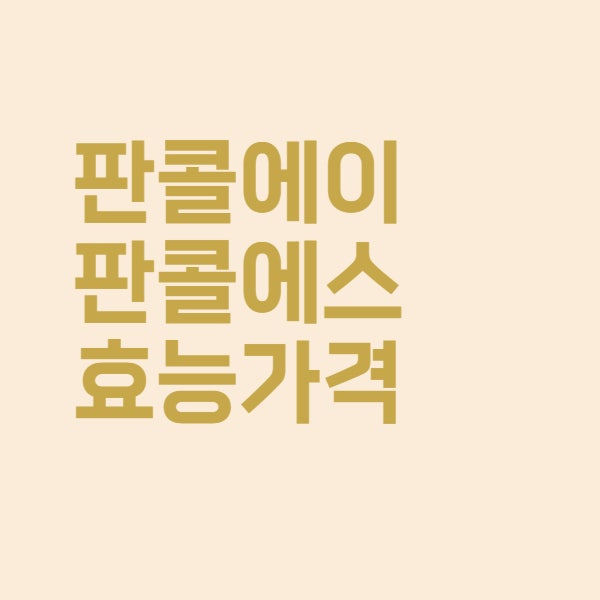  판콜에이 판콜에스 효능 가격 차이는