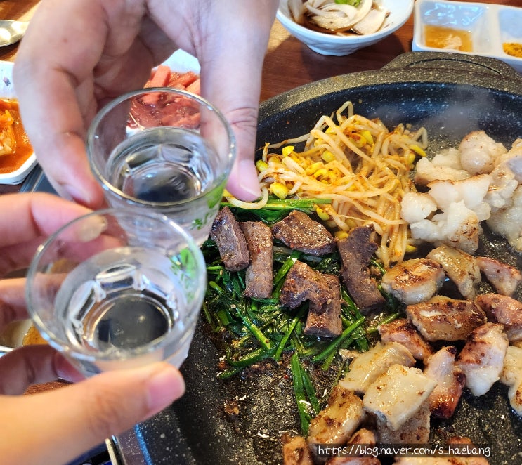  부산 해운대 곱창 맛집 달인막창, 한우 모둠구이와 곱창전골 세트 구성