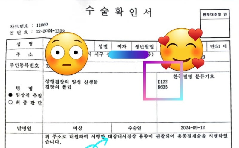 소화기계통의 양성신생물 상행결장의 양성신생물 D122