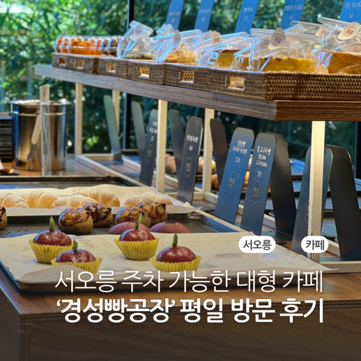  서오릉 테라스 있는 주차가능한 대형 카페 경성빵공장 평일 방문 후기