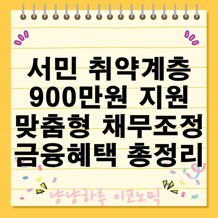  서민 취약계층 햇살론유스 채무 감면 자금지원 금융혜택