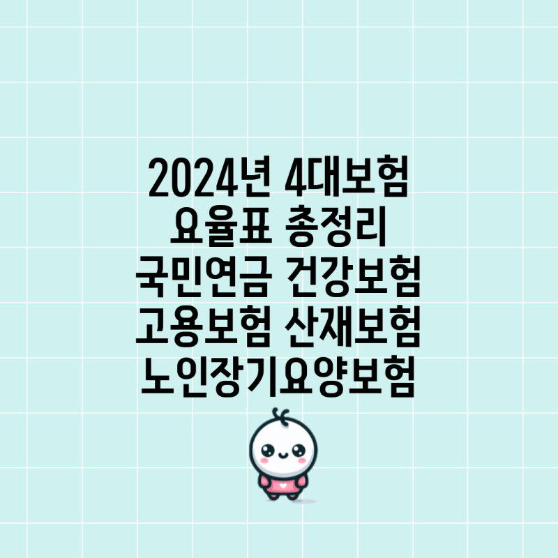2024년 4대보험 요율표 총정리 국민연금 건강보험 고용보험 산재보험 노인장기요양보험
