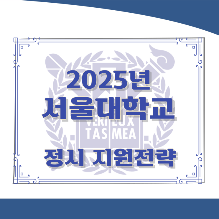 2025년 서울대학교 정시 지원전략 2025년 서울대학교 정시 지원전략