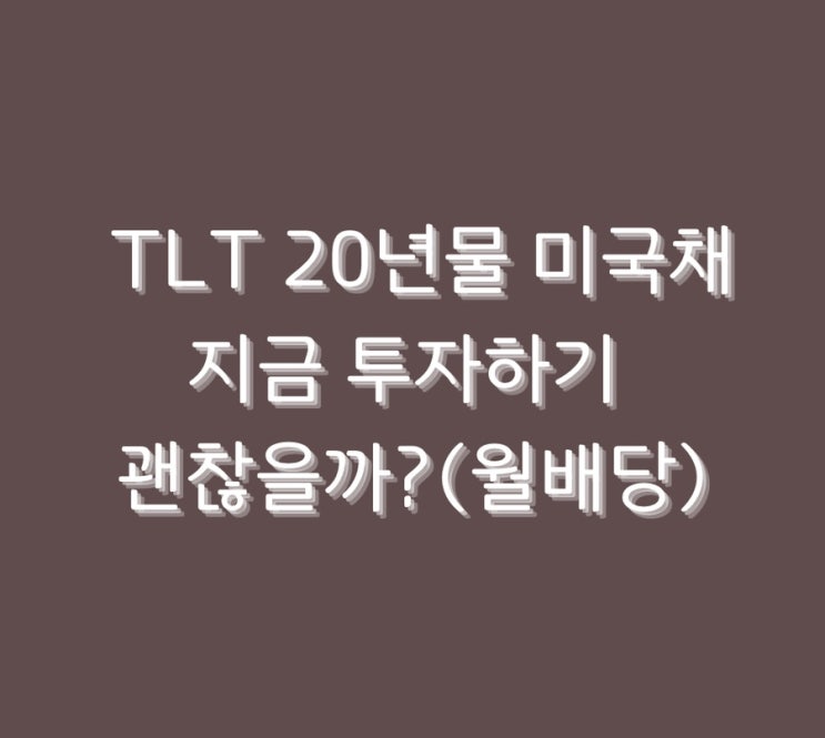  TLT 20년물 미국채 지금 투자하기 괜찮을까?(월배당)