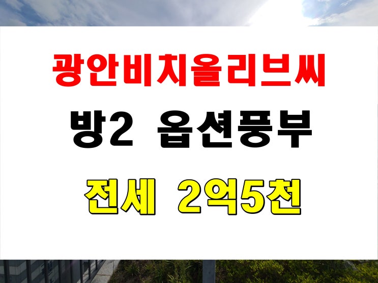  수영구 광안동 광안비치올리브씨 전세 부산아파트전세 정보
