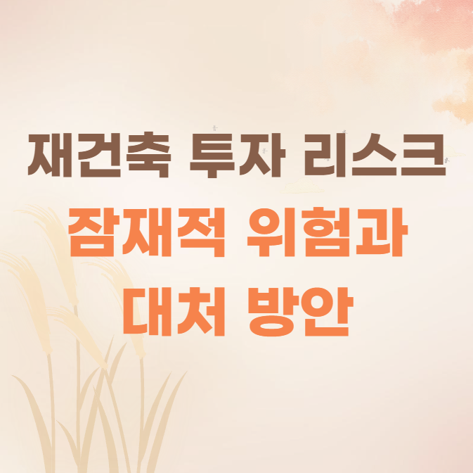  재건축 투자 리스크: 잠재적 위험과 대처 방안