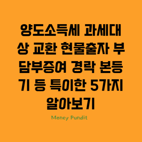  양도소득세 과세대상 교환 현물출자 부담부증여 경락 본등기 등 특이한 5가지 알아보기