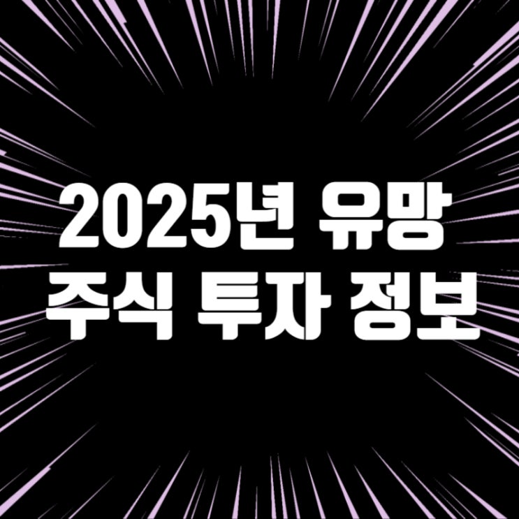 2025년 유망 주식 투자 전략과 성장 가능성 분석 및 추천