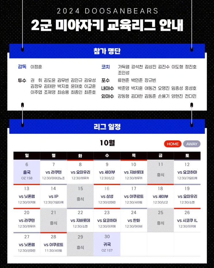 <b>두산</b>베어스 일본 미야자키 교육리그 최승용, <b>최준호</b>, 박준영... 