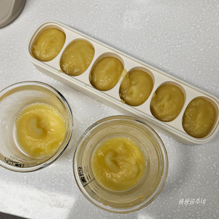  초기이유식 사과퓨레 만들기 아기 간식 전자레인지 찜기 사용