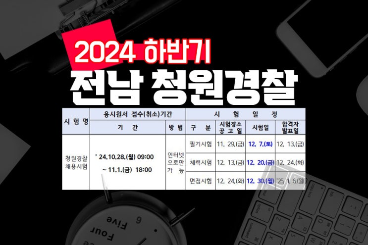 2024 하반기 전라남도 청원경찰 5명 채용 공고 발표! 필기 과목 체력 면접 시험일정 준비방법