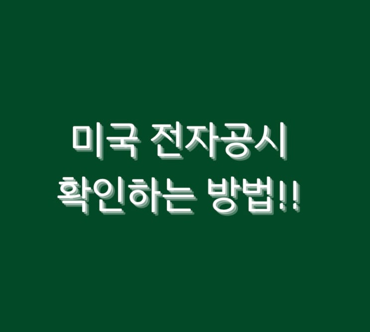  미국 전자공시 확인하는 방법!!